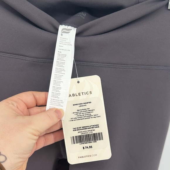 Fabletics Activewear Sporty ColorblockZone High-Waisted Leggings in Charcoal SzL - Picture 2 of 13